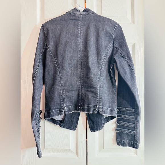 Free People Black Fitted Military Denim Jacket - Small - Picture 2 of 8